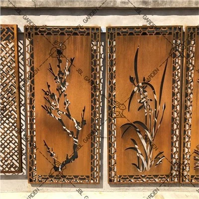 หน้าจอตกแต่ง Corten Steel พร้อมขาตั้ง