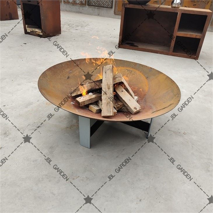 Square Outdoor Fire Pit In Weathering Steel