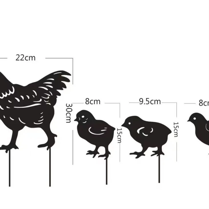 Black Chicken Metal Sculpture Statues