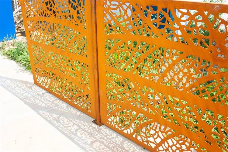 Corten Steel Screen With Gate Posts Installation Screen best