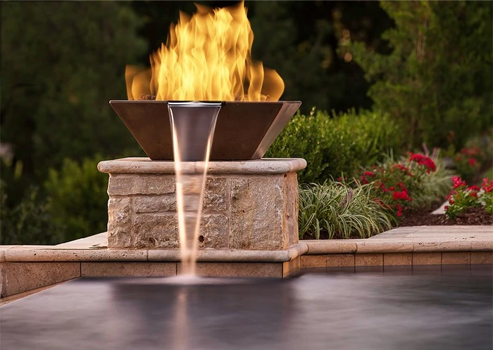 Corten Steel Water Fountain Gas Fire Pits