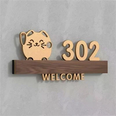 ป้ายประตูโลหะเรียบง่ายและน่ารัก