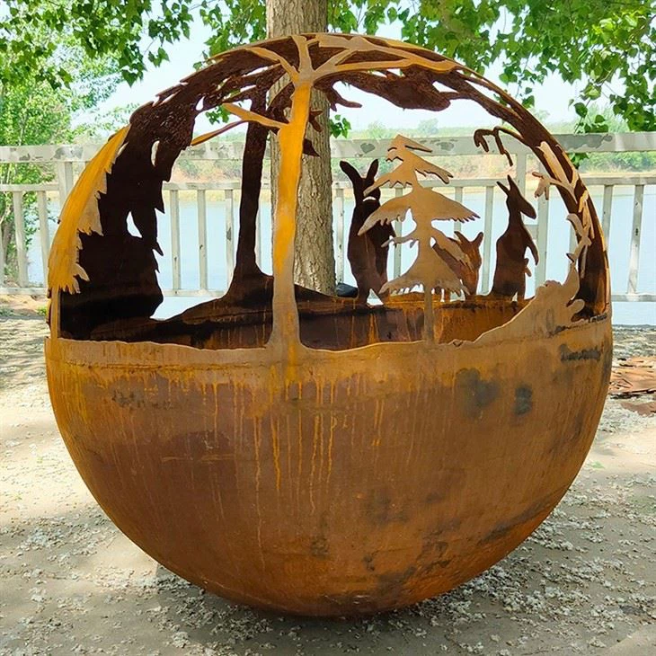 Steel Cutting Firepit Sphere factory