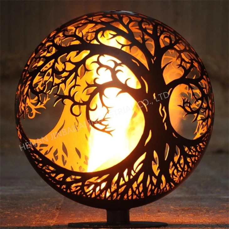 Top Seller Rustic Metal Art Decorative Laser Cut Fire Pit Ball